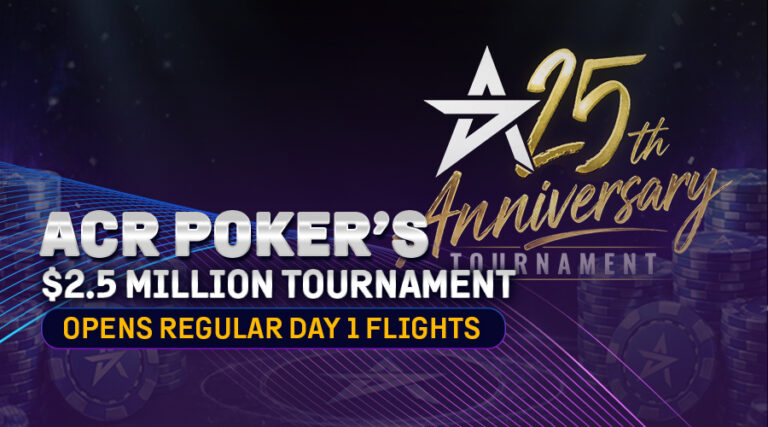 ACR Poker’s $2.5M Anniversary Tournament Adds Regular Day 1s as Stacks Keep Growing